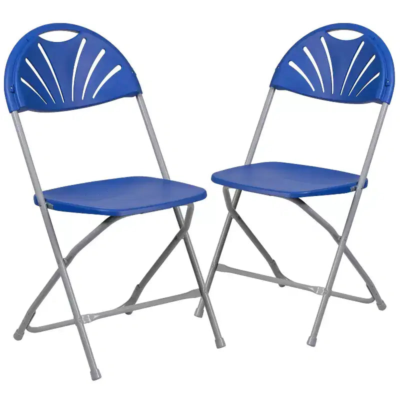 Chaise pliante en plastique avec dossier en éventail, lot de 2 – Noir / Bleu / Bordeaux / Anthracite / Blanc