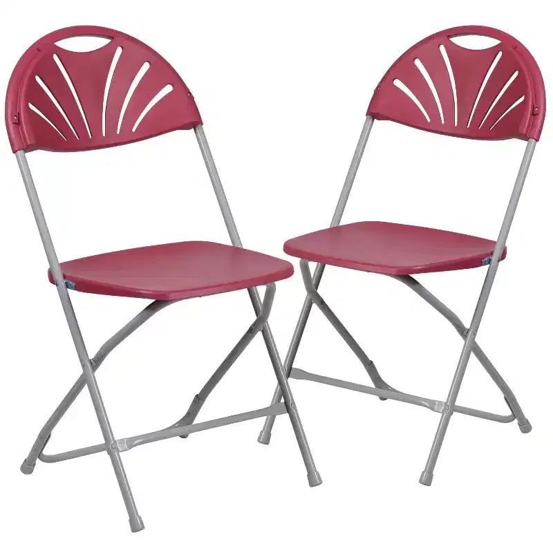 Chaise pliante en plastique avec dossier en éventail, lot de 2 – Noir / Bleu / Bordeaux / Anthracite / Blanc