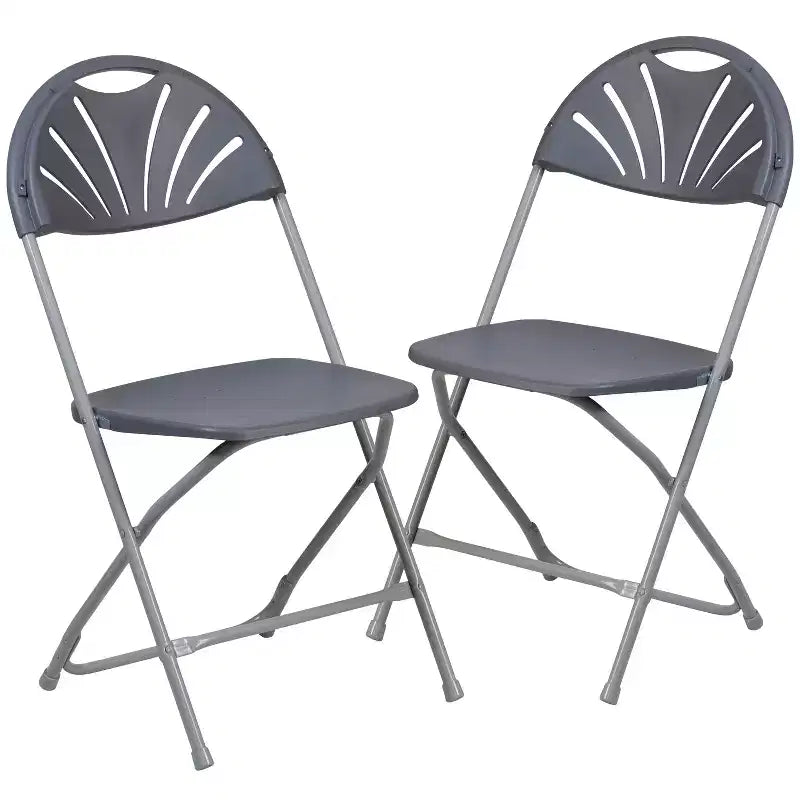 Chaise pliante en plastique avec dossier en éventail, lot de 2 – Noir / Bleu / Bordeaux / Anthracite / Blanc