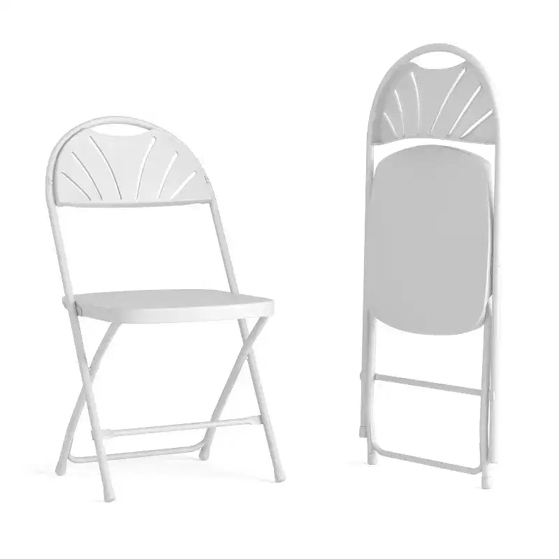 Chaise pliante en plastique avec dossier en éventail, lot de 2 – Noir / Bleu / Bordeaux / Anthracite / Blanc