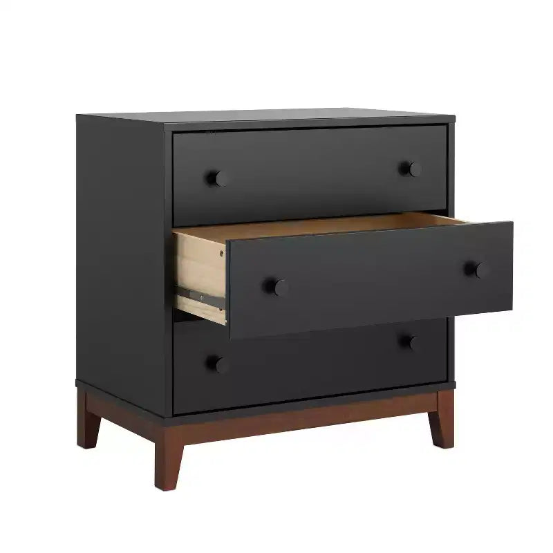 Table de chevet noire à 3 tiroirs, 1 personne